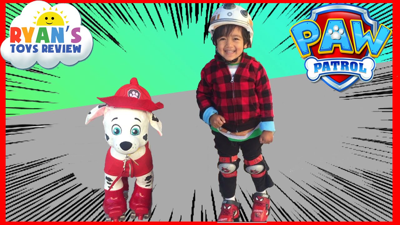 First time Roller Skating on Disney Pixar Cars Lightning McQueen Paw Patrol Marshall Ryan ToysReview