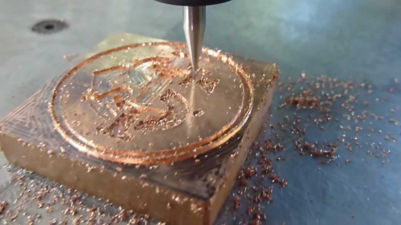 CNC machine engraving on copper