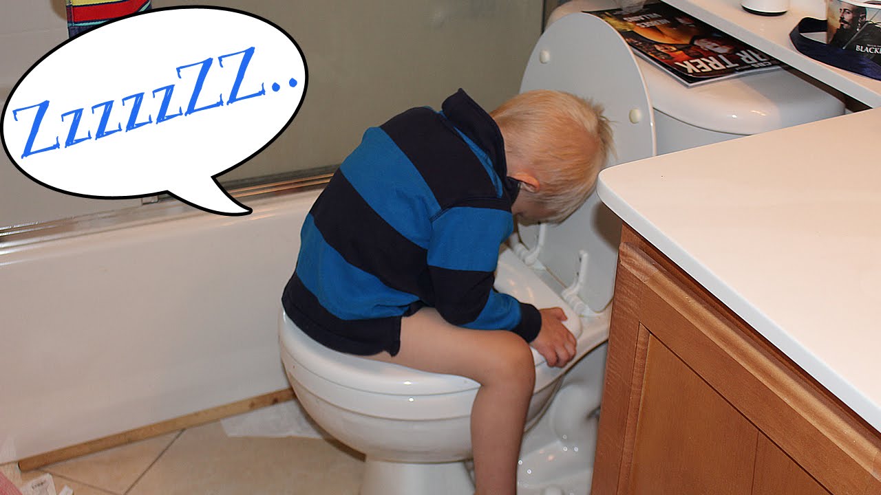 Toddler Sleeping on the Toilet