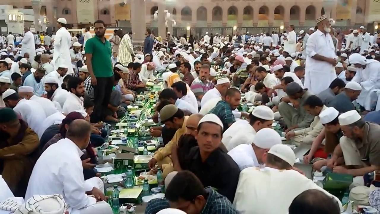 An Iftar in last days of Ramdan at Masjid Nabwi Prophet's Mosque Madinah
