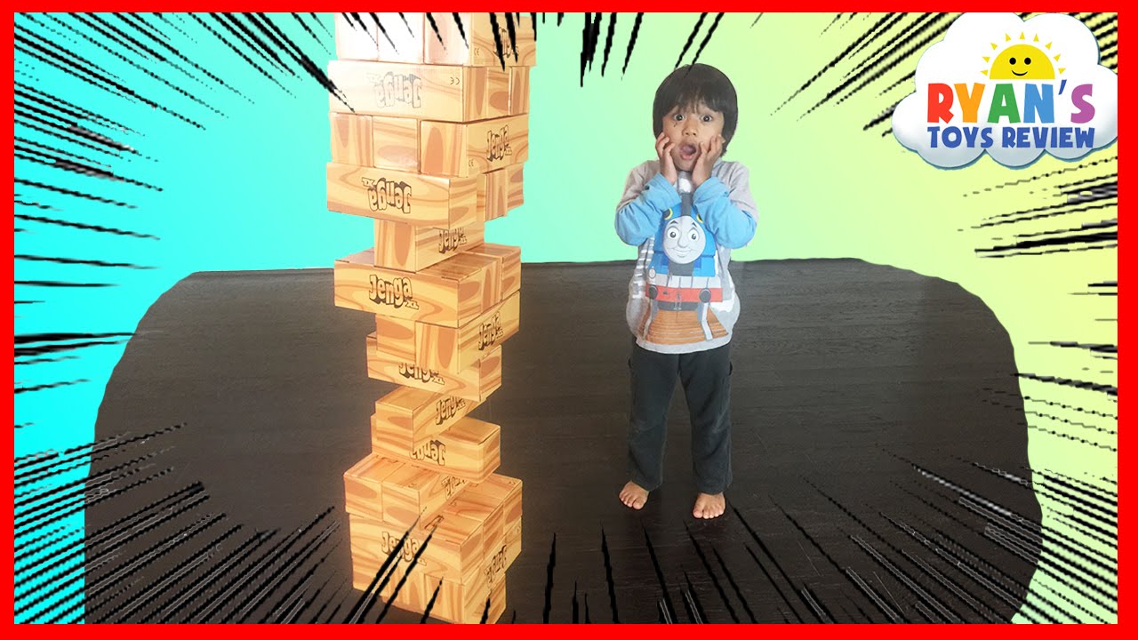 GIANT JENGA XL CardBoard block Family Fun games for kids Eggs Surprise Toys Challenge