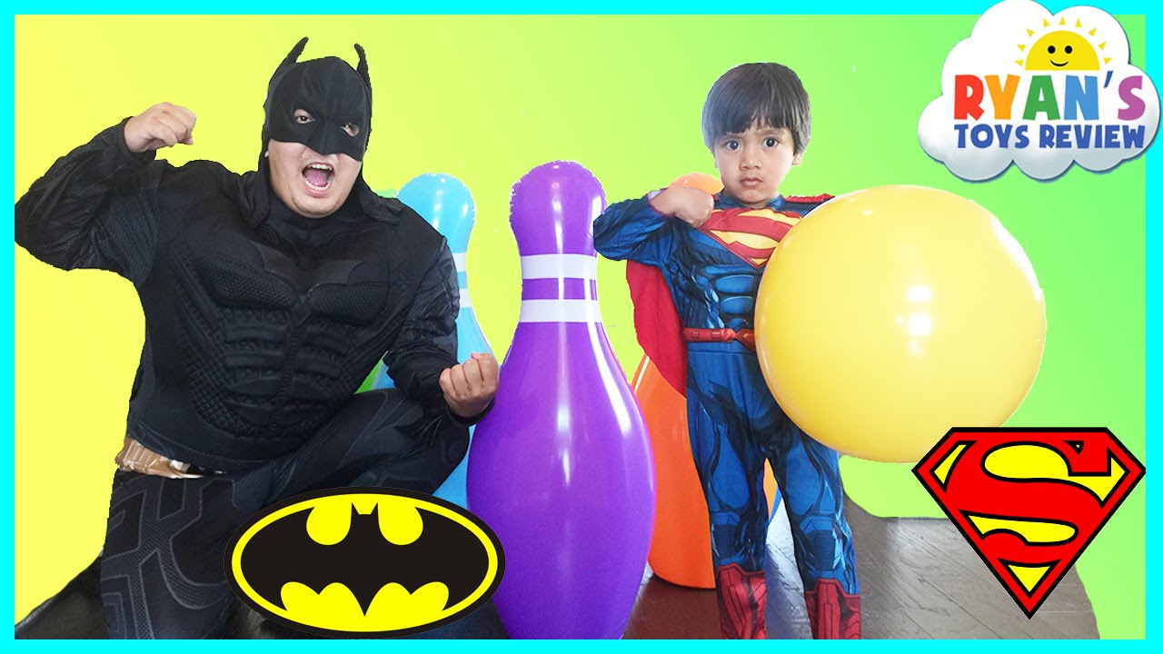 Batman vs Superman Giant Bowling Challenge Inflatable toys for kids Egg Surprise Monster Truck