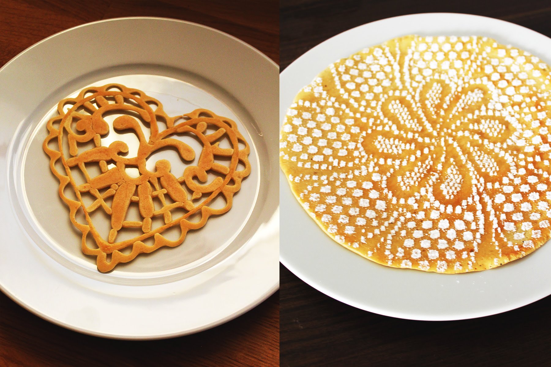 Pancake art - Lace Hearts + lace decor