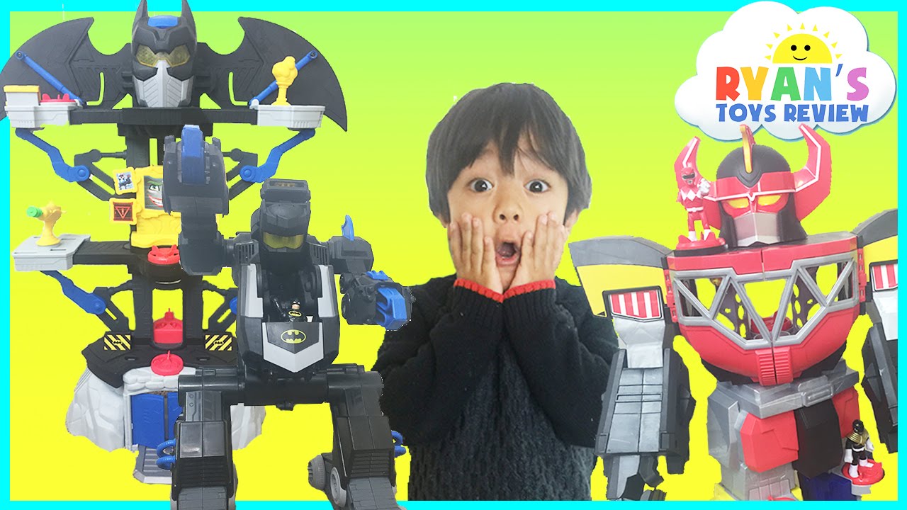 Batman Superman vs Power Rangers SuperHeroes Imaginext Toys Batmobile Egg Surprise Kids Video