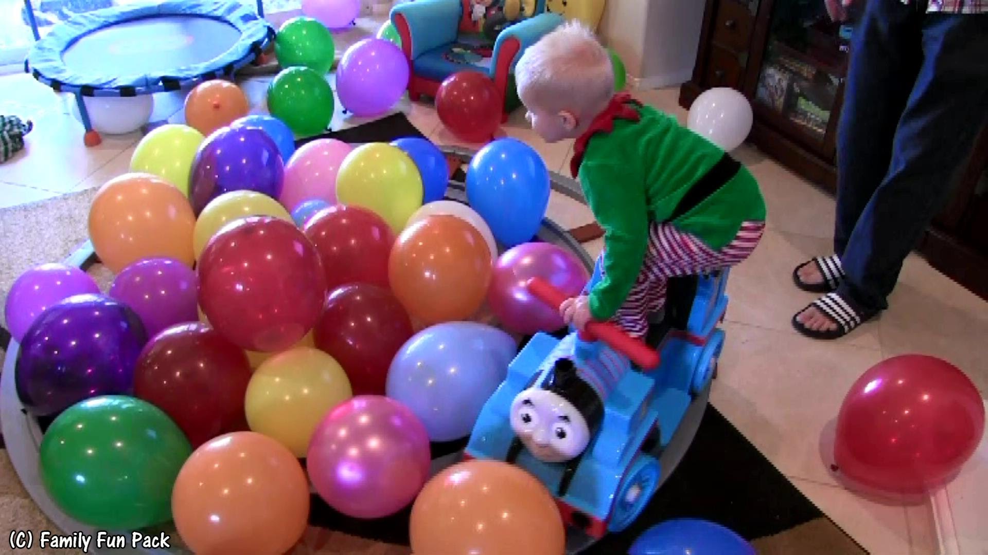 Toddler Thomas Train Balloon Stunt