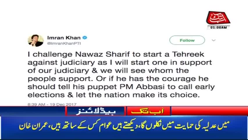 AbbTakk Headlines – 01 PM - 20 December 2017
