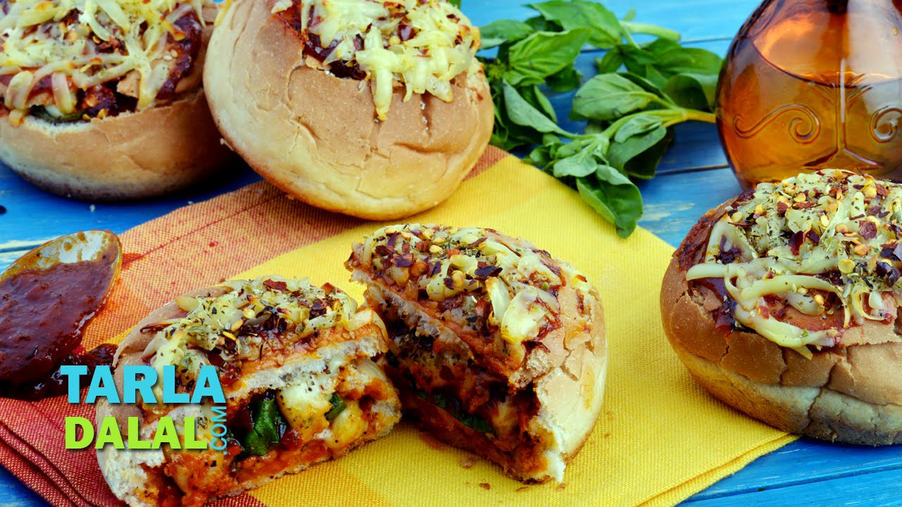 Pizza Burger Bowl by Tarla Dalal