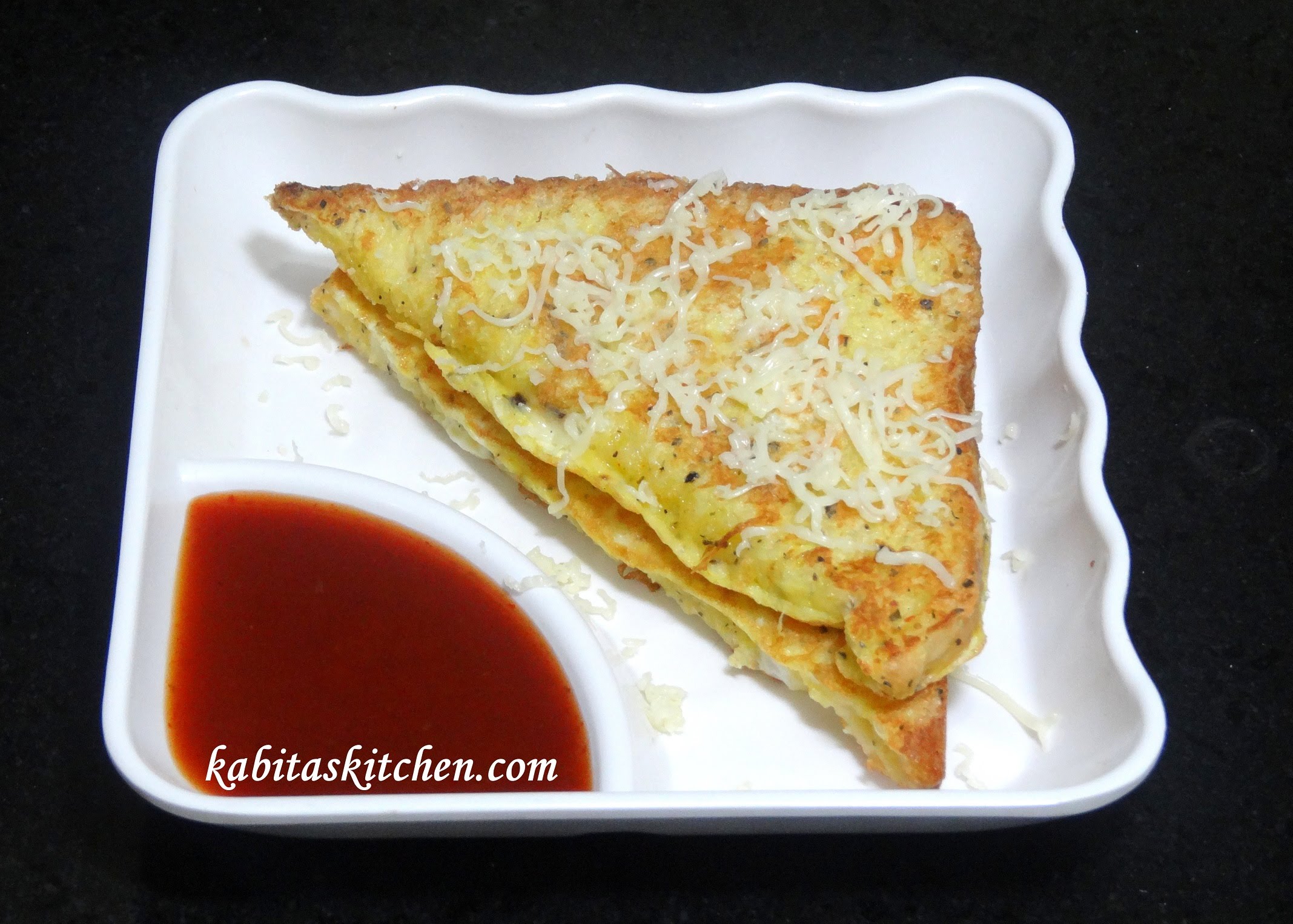 Super Tasty Cheese Egg Toast-Egg Toast with Cheese and Herbs-Quick and Easy Indian Breakfast Recipe