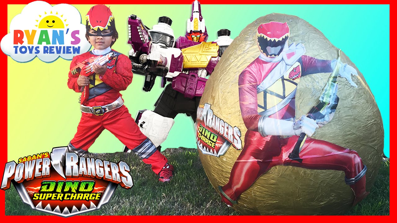 POWER RANGERS Dino Super Charge Giant Egg Surprise Opening SuperHeroes Toys Kids Video