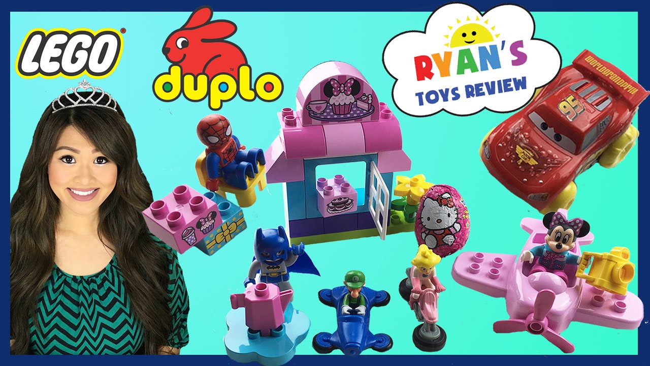 Lego Duplo Minnie's Cafe Birthday Party Disney Cars Toys McQueen Spiderman Batman Egg Surprise Toys
