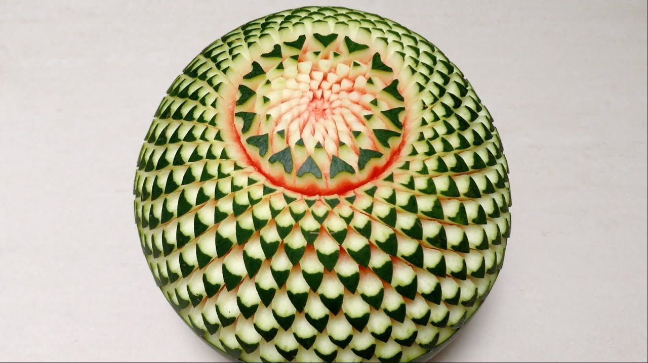 Watermelon Beautiful Cactus Flower - Advanced Lesson 15 By Mutita Thai Art Of Fruit And Veg Carving