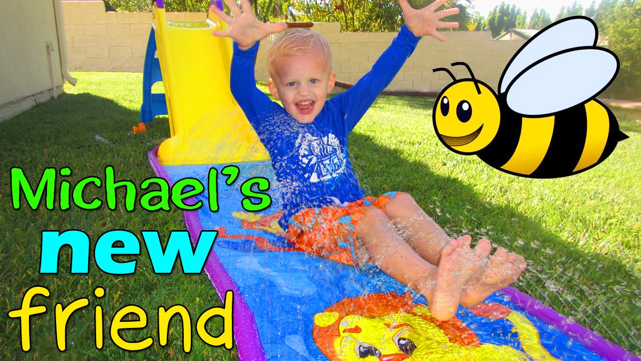 Michael's First Water Slip and Slide || Little Tikes Wet & Dry First Slide Review