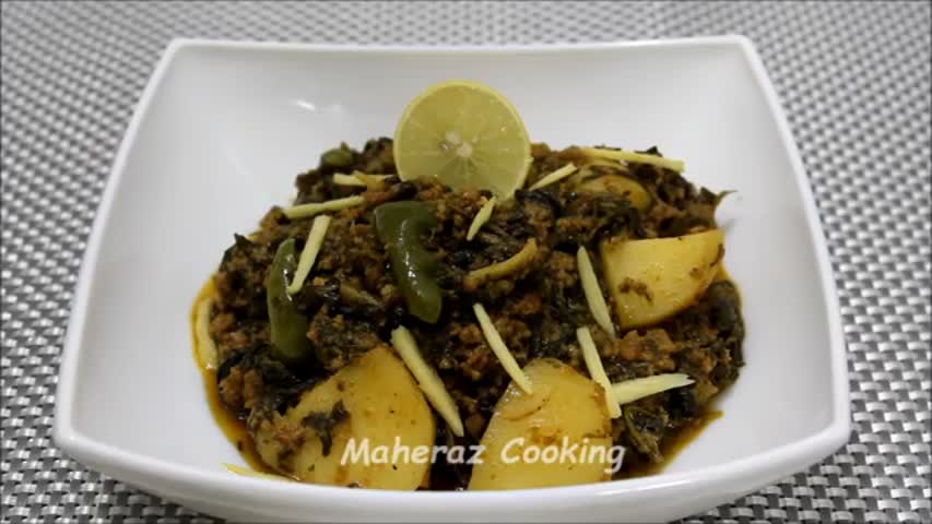 Aaloo Palak Qeema   ( POTATO MINCE AND SPINACH )