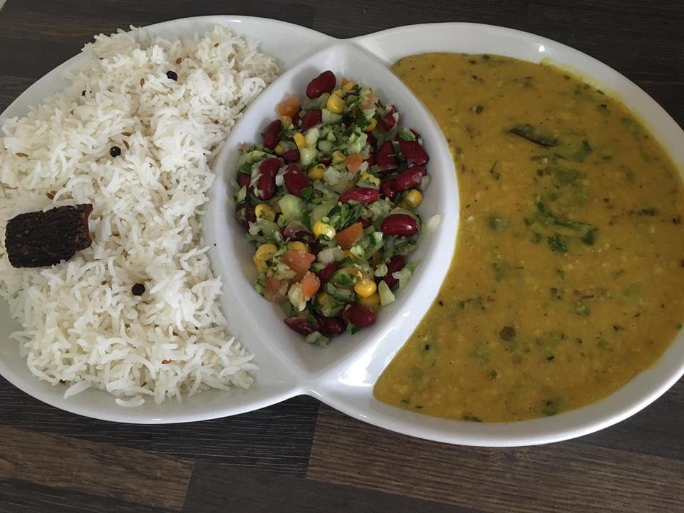 Daal Chawal With Kidney beans Salad