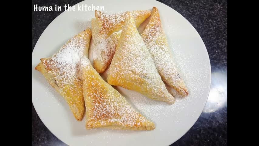 Nutella Puff Pastry Turnover Recipe - Nutella Triangles - Pasrty Food by (HUMA IN THE KITCHEN)