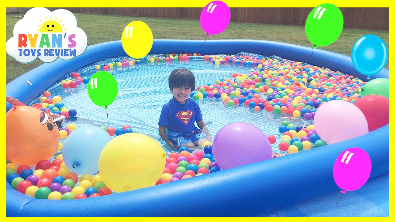 BALLOON POP SURPRISE TOYS CHALLENGE giant ball pit in Huge pool Kinder Egg Disney Cars Toys