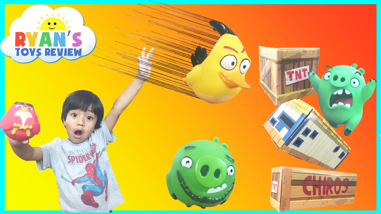 HUGE Angry Birds Vinyl Knockout Playset Toys for kids with Giant Jenga Block Family Fun Game