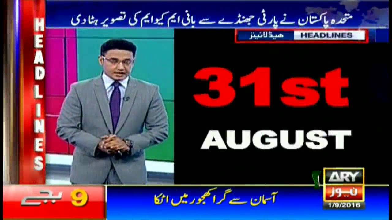 Headlines  2100 – 1st September 2016