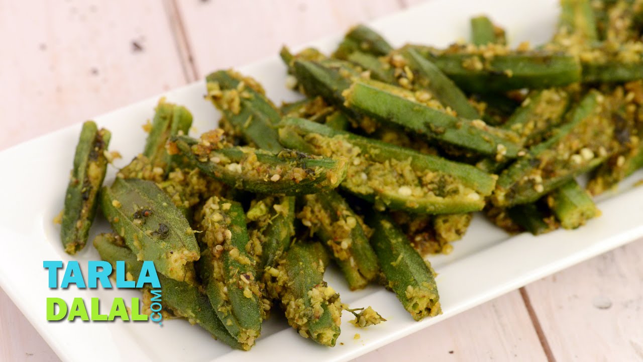 Bhinda Sambhariya, Recipe  by Tarla Dalal