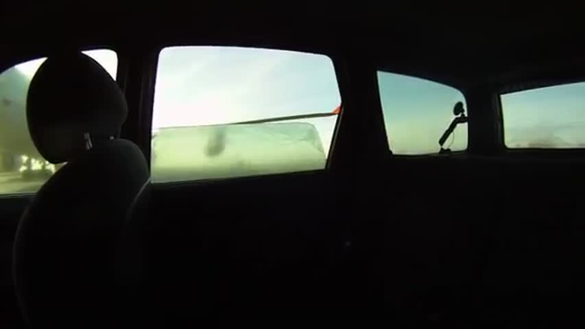 Car gets blown away by Boeing 747