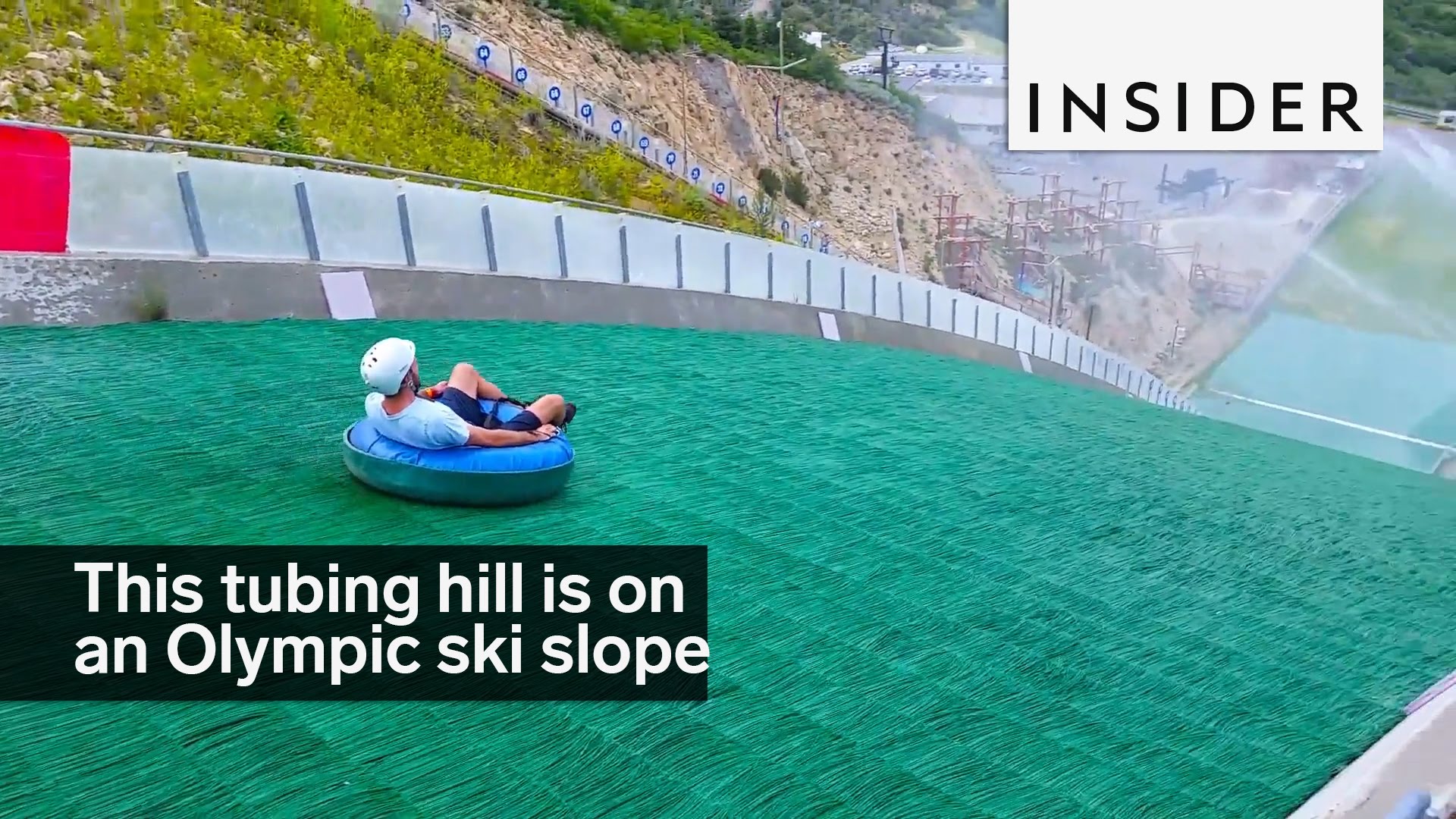 This tubing hill is on an Olympic ski jump slope
