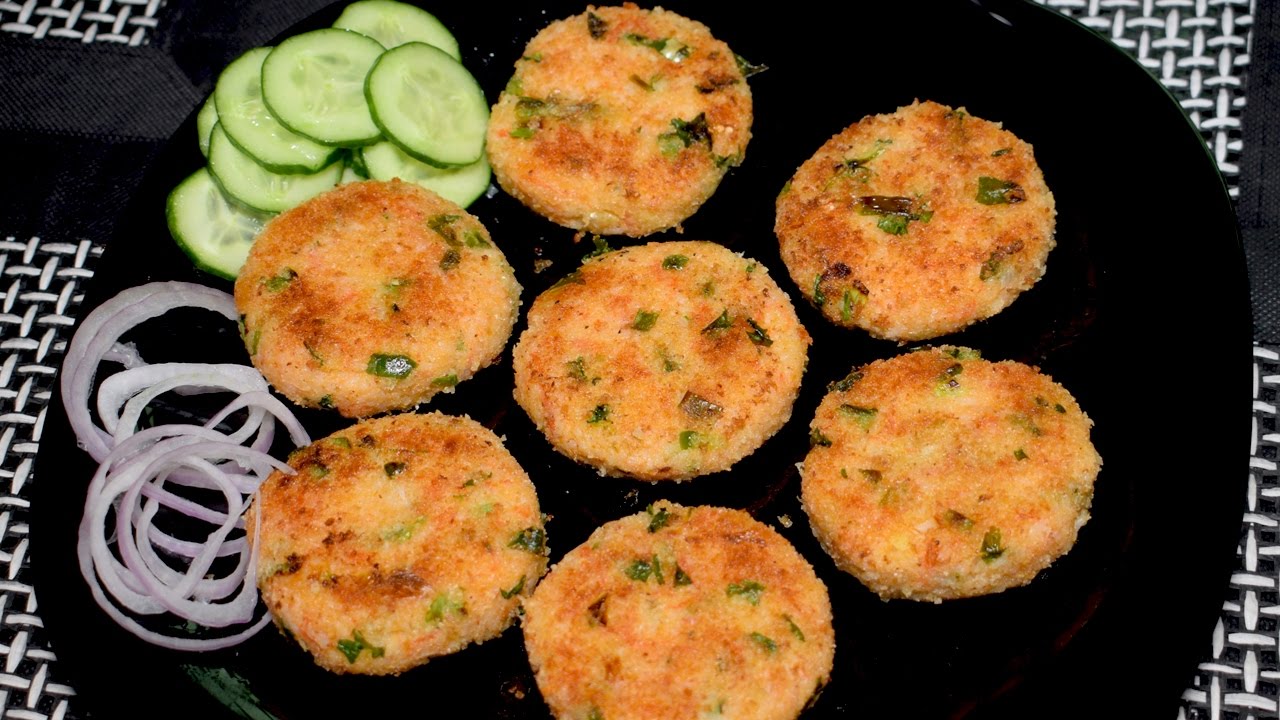 Rice Cutlets Recipe - Vegetable Rice Cutlets with Leftover Rice - Indian Snack Recipe
