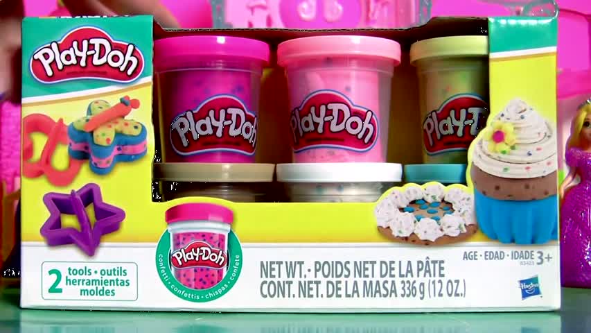 Play Doh Confetti using Glitter Glider Elsa Anna Disney Frozen MagiClip Snow Belle Magic Clip Dolls