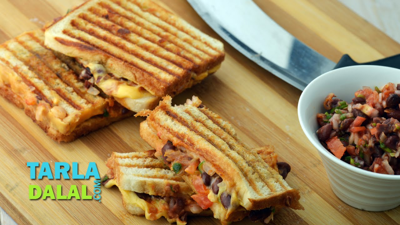 Rajma and Cheese Grilled Sandwich, Recipe  by Tarla Dalal