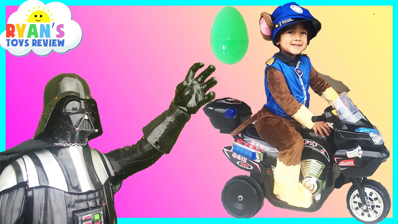 Paw Patrol Power Wheel Police Car Darth Vader Steal Egg Surprise Toy Spiderman Disney Toy Story