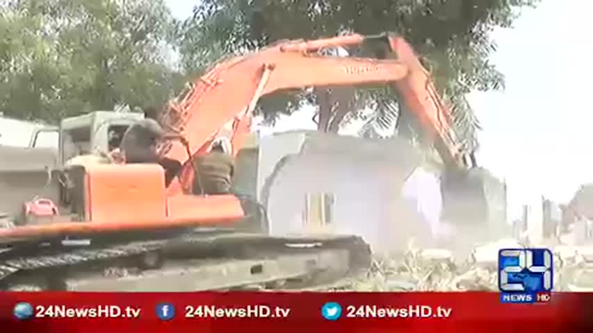 24 Report: Work has started to demolishing of illegal houses on Gujjar Nullah