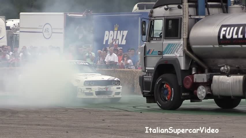 CRAZY Drifting Truck vs BMW e30 proto - Rombo Rock 2016