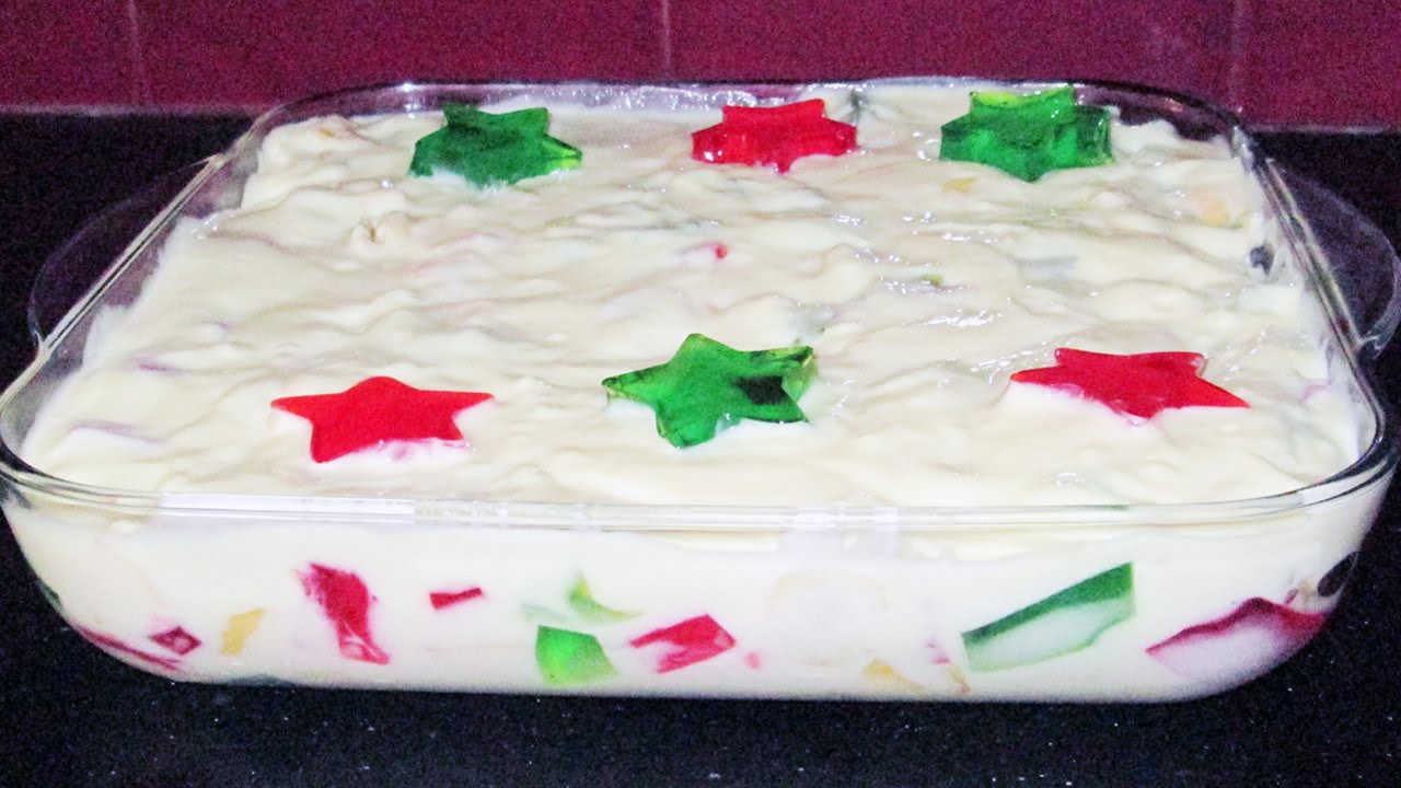 FRUIT CUSTARD (With Jelly & Cake) - FRUIT CUSTARD TRIFLE RECIPE