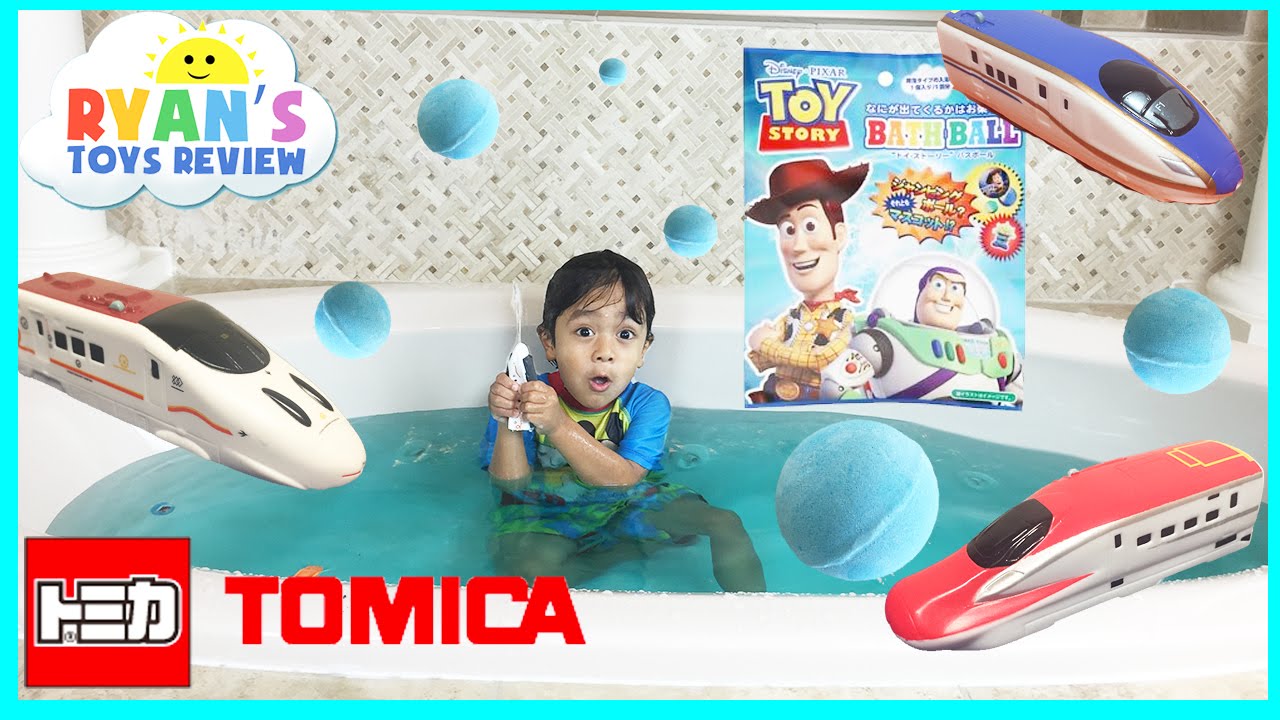 Disney Toys Bath Balls Japanese Surprise Toy Story Tomica Trains for Kids Ryan ToysReview