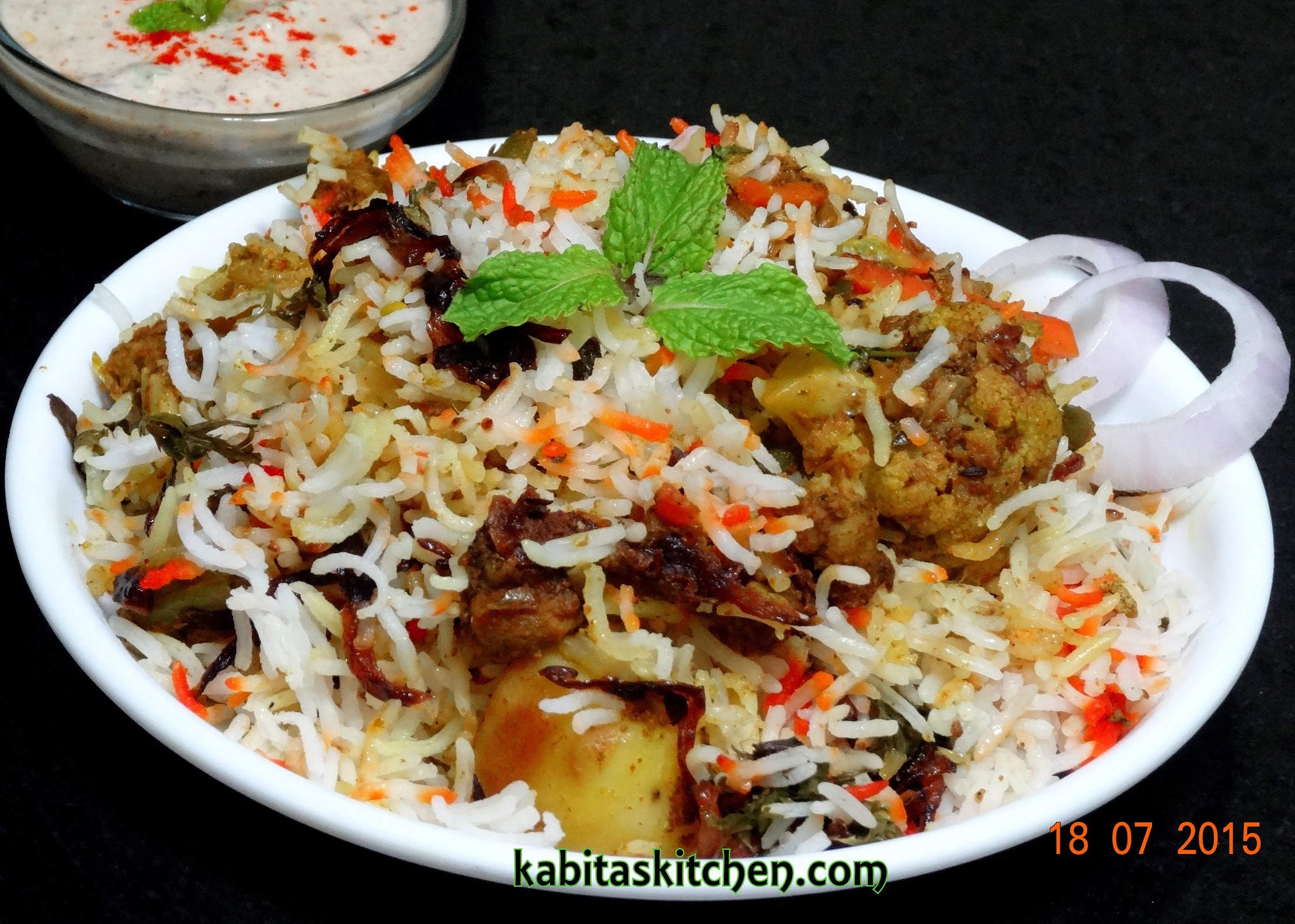 Vegetable Dum Biryani Recipe-How to make Vegetable Dum Biryani Step by Step-Layered Veg Biryani