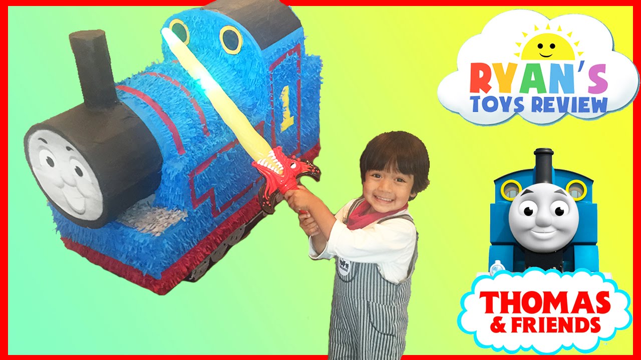 GIANT THOMAS AND FRIENDS Pinatas Surprise Toys Challenge Toy Trains Kids Video Ryan ToysReview