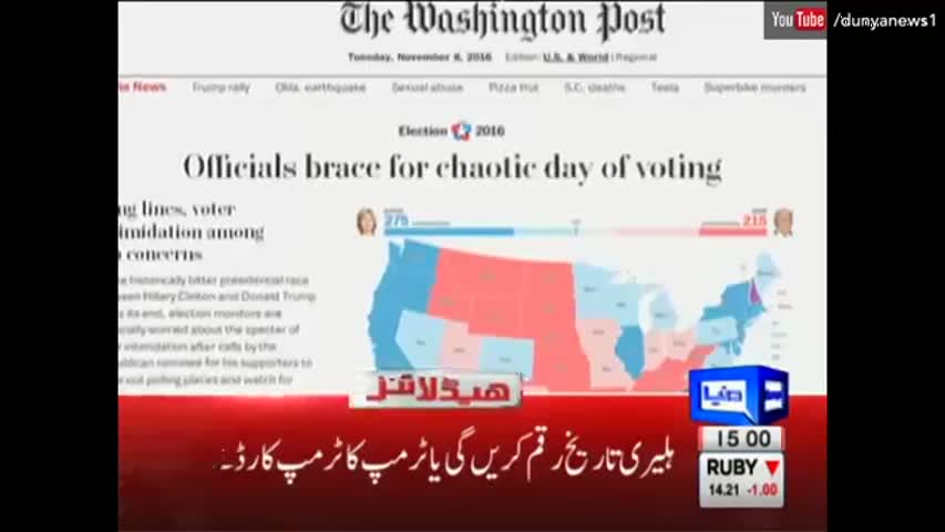 Dunya News Headlines 3 PM - 8 November 2016