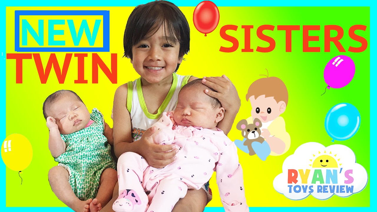 TWIN GIRLS Reveal Ryan ToysReview Newborn baby sisters New Family Members