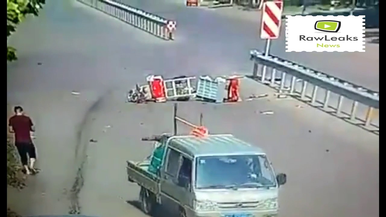 Rider flies in air after hit by car in China